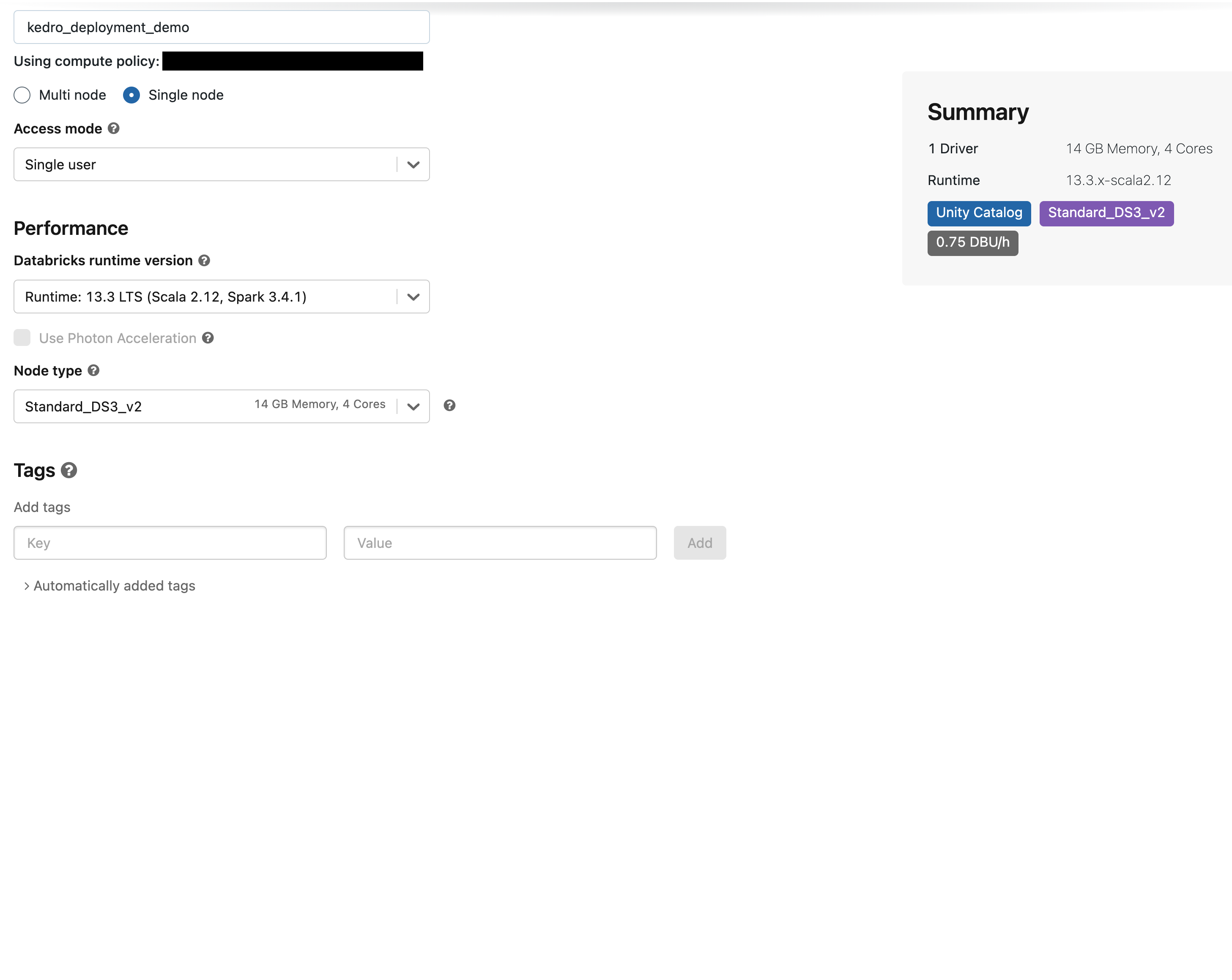 Configure Databricks job cluster