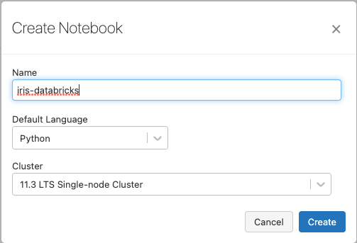 Create a new notebook on Databricks