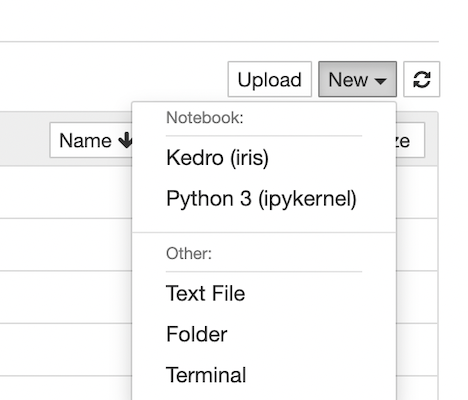 Create a new Jupyter notebook with Kedro (iris) kernel