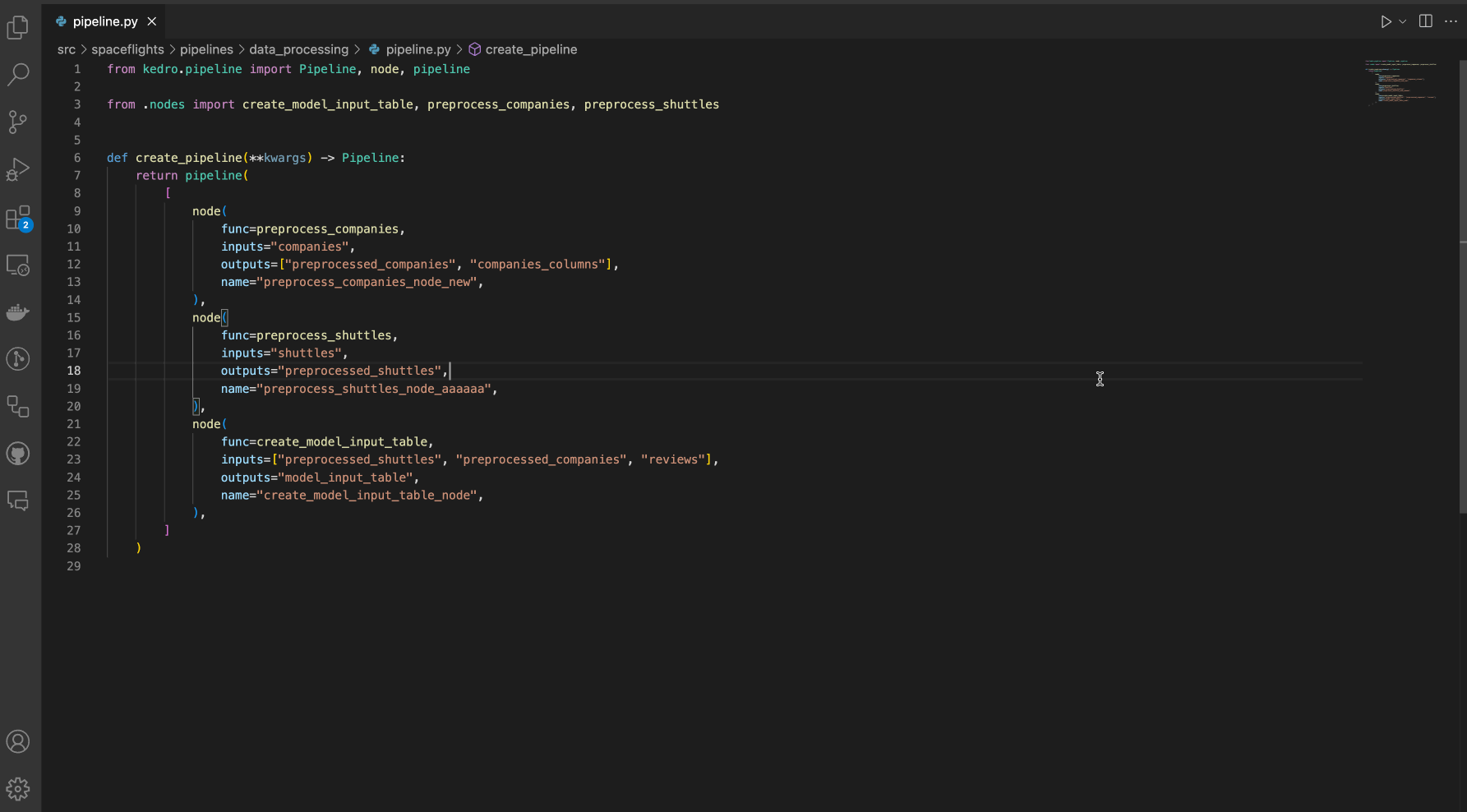 Kedro Viz in VSCode