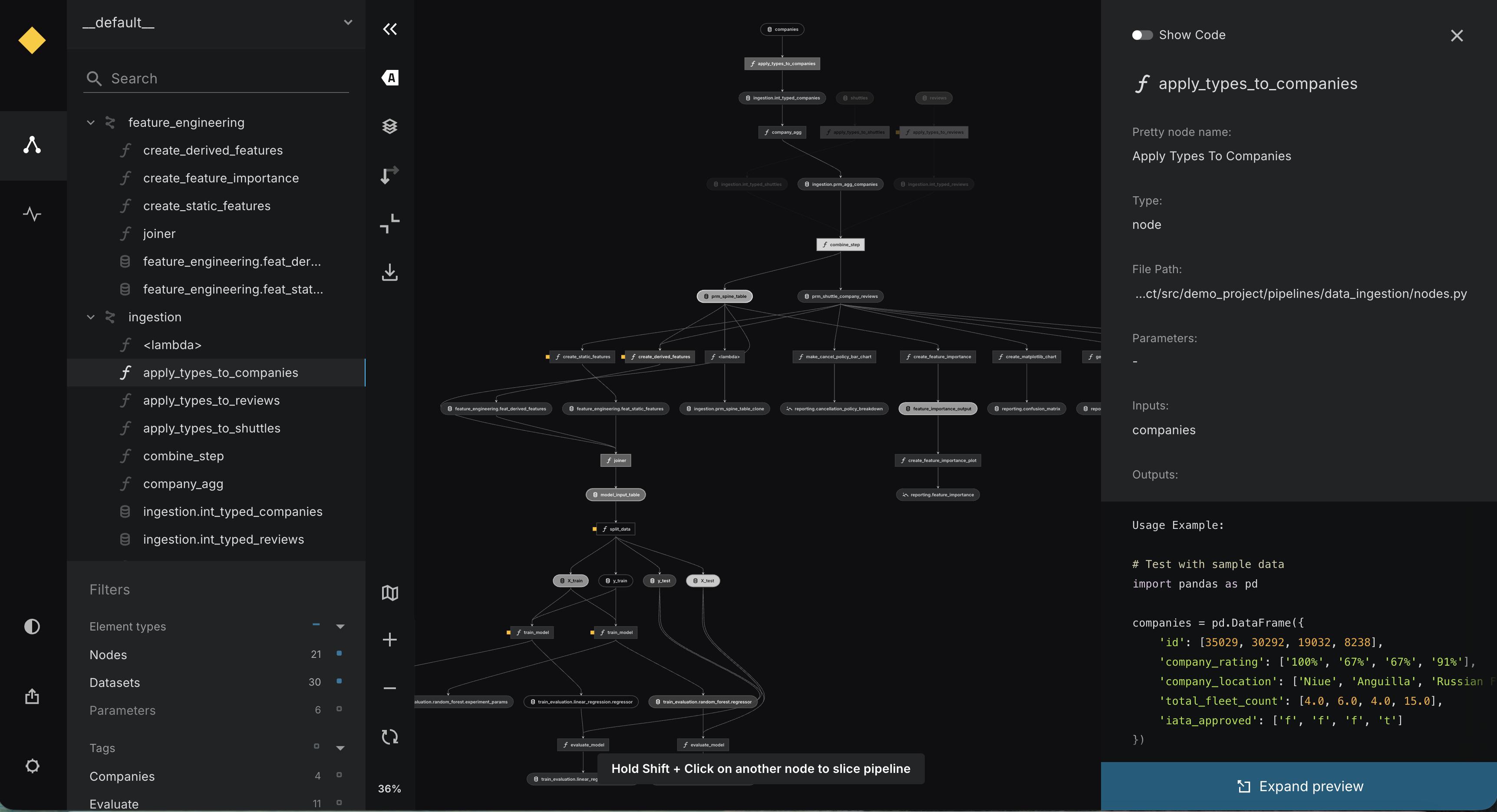 Code preview example